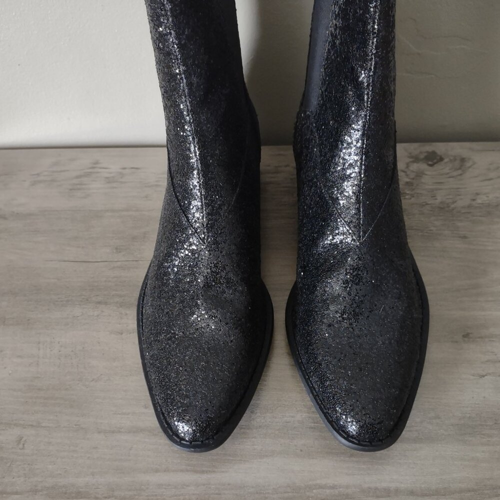 Katy Perry - Ziggy - black glitter chelsea ankle boots - western - moto - size 9